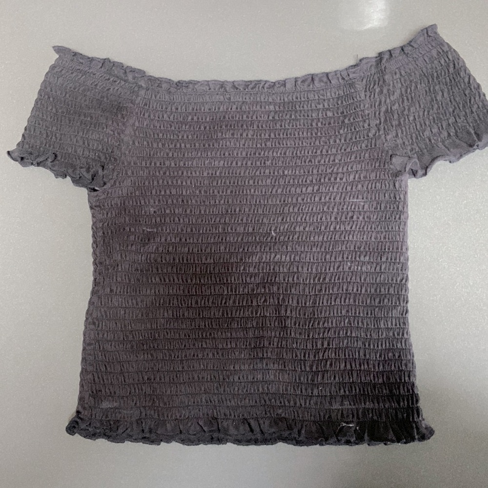 Black Cropped Off-the-Shoulder Top